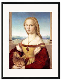 Gerahmter Kunstdruck Dame mit Einhorn