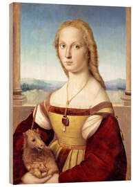 Print på træ Woman with an unicorn