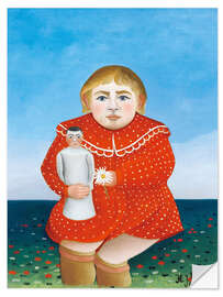 Selvklebende plakat The girl with a doll