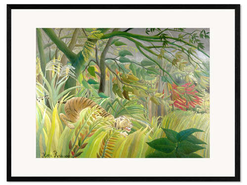 Framed art print Tiger in a tropical storm