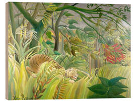 Holzbild  Tiger in einem tropischen Sturm - Henri Rousseau