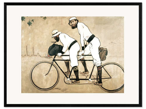 Inramat konsttryck Ramon Casas and Pere Romeu on a Tandem