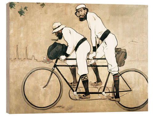 Holzbild Ramon Casas und Pere Romeu auf einem Tandem