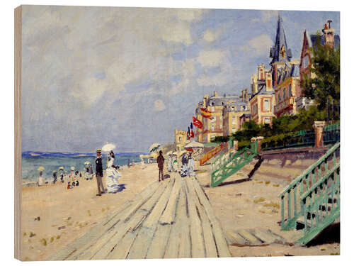 Hout print The Boardwalk on the Beach at Trouville