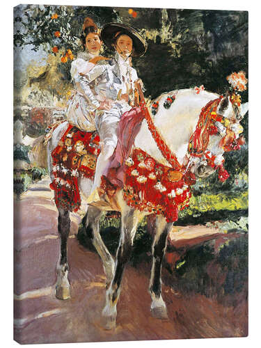Canvastavla Portraits of Elena and Maria with Old-fashioned Valencian Costumes