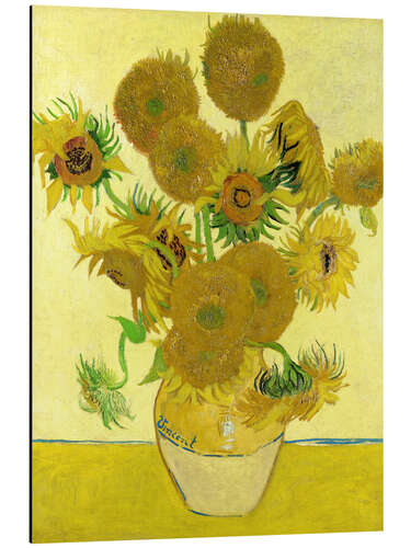 Aluminium print Vase with Fifteen Sunflowers II