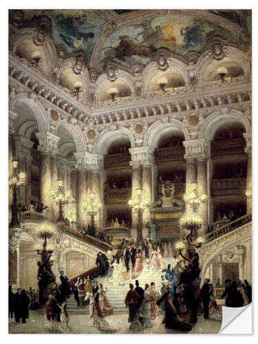 Selvklebende plakat The Staircase of the Opera in Paris