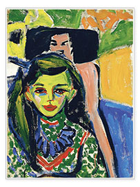 Wandbild  Fränzi vor geschnitztem Stuhl - Ernst Ludwig Kirchner