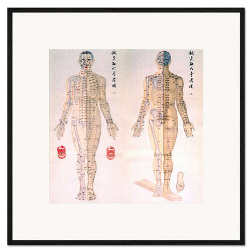 Kehystetty taidepainatus Acupuncture map of the male body