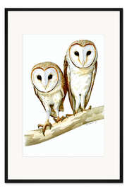 Gerahmter Kunstdruck Eulen