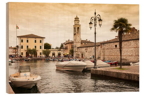 Wood print Lazise, Lake Garda