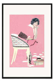 Gerahmter Kunstdruck Rosa Bücher