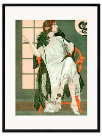 Gerahmter Kunstdruck Dame beim Schreiben