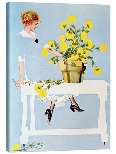 Canvas print Housekeeper with bouquet
