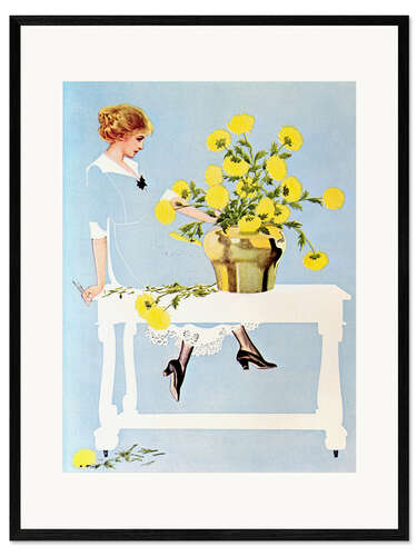 Ingelijste kunstdruk Housekeeper with bouquet