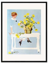 Ingelijste kunstdruk Housekeeper with bouquet