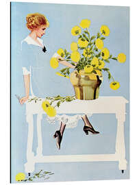 Magnettafel Hausdame mit Blumenstrauß