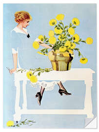 Muursticker Housekeeper with bouquet