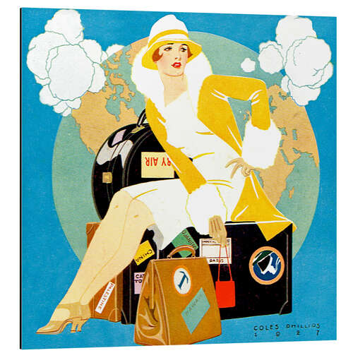 Cuadro de aluminio Mujer viajera, revista 1927