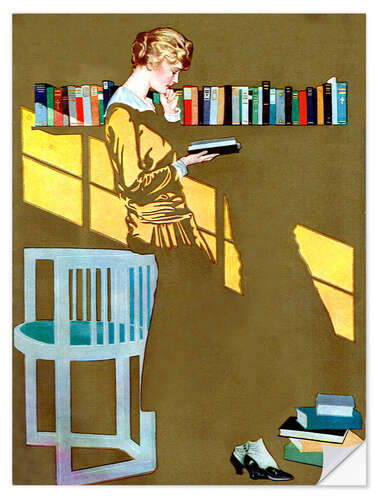 Wall sticker Reading in front of the bookshelf