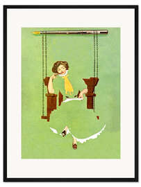 Gerahmter Kunstdruck Dame mit Federhalter