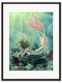 Plakat artystyczny premium w ramie Reading Mermaid - Lost Books