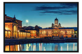 Gerahmter Kunstdruck Helsinki Blaue Stunde