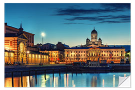 Selvklebende plakat Blue Hour Helsinki