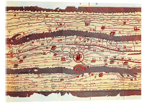Obraz na szkle akrylowym Rome and central Italy of the Peutinger table