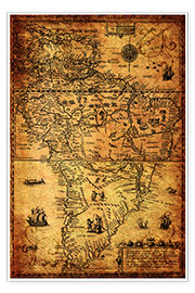 Obraz  Caribbean 1606 - Michaels Antike Weltkarten