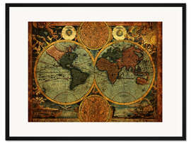 Gerahmter Kunstdruck Welt 1716