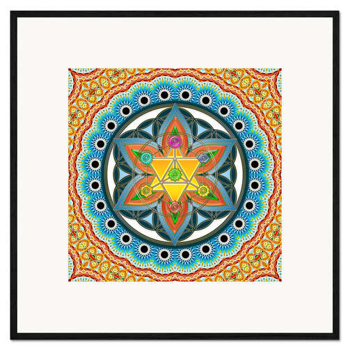 Framed art print Merkaba, Flower of Life, Sacred Geometry, Chakras