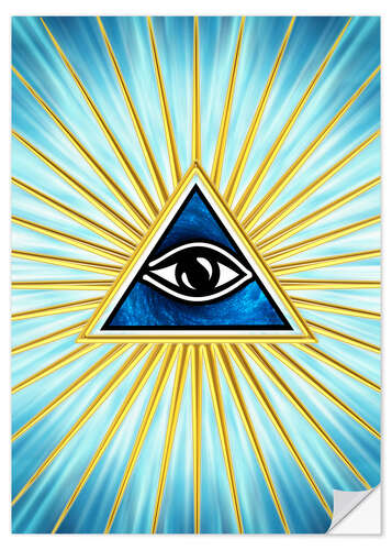 Selvklebende plakat All Seeing Eye Of God, Symbol Omniscience