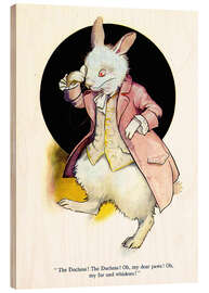 Hout print  The rabbit of Alice