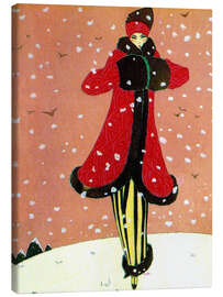 Tableau sur toile En manteau rouge sous la neige