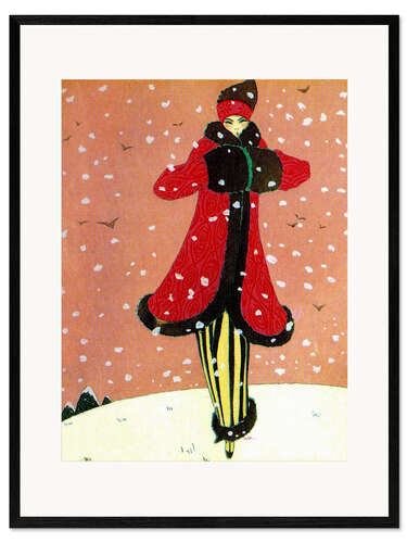 Kunsttryk i ramme Red Coat in the Snow