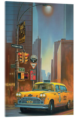 Acrylglasbild Yellow Cab in New York