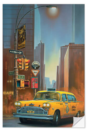 Selvklæbende plakat Yellow Cab in New York