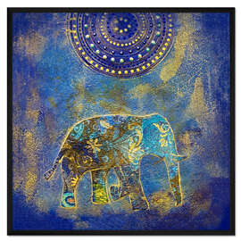 Gerahmter Kunstdruck Blue Elephant