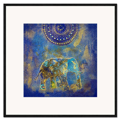 Ingelijste kunstdruk Blue Elephant