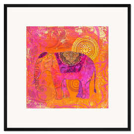 Gerahmter Kunstdruck Happy Elephant III