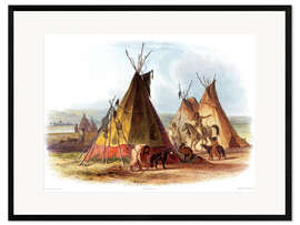 Ingelijste kunstdruk Camp of Native Americans