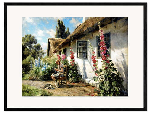 Kehystetty taidepainatus Summer day with a young girl knitting