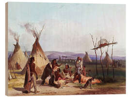 Trätavla  Funeral scaffold of a Sioux chief - Karl Bodmer