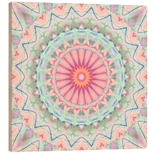 Wood print mandala pastel no. 5