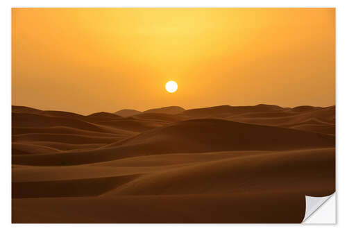 Selvklebende plakat Sunset in the Erg Chebbi desert