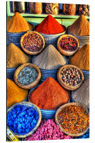 Aluminium print Colorful spices on the bazaar in Marrakech