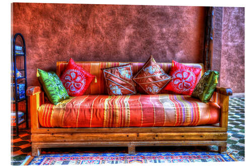 Acrylglasbild Orientalisches Sofa in Tinghir, Marokko