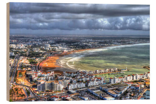 Cuadro de madera Vista sobre la playa de agadir