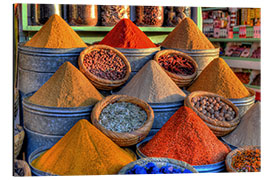 Aluminium print Oriental spices on the bazaar in Marrakech